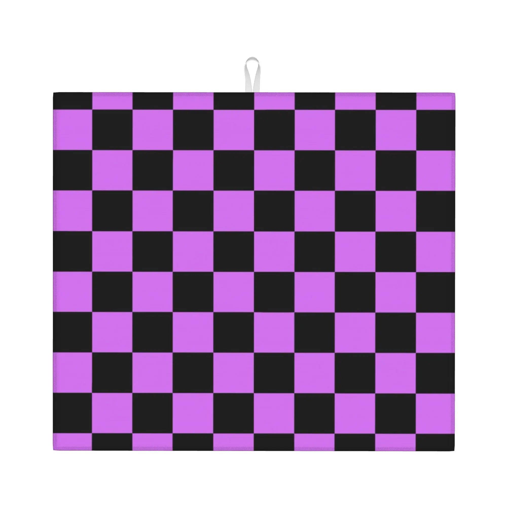 Checkerboard Geometric Plaid Non Slip Kitchen Counter Protector Mat Barware Tableware Purple And Black Checkered Mat For Kitchen