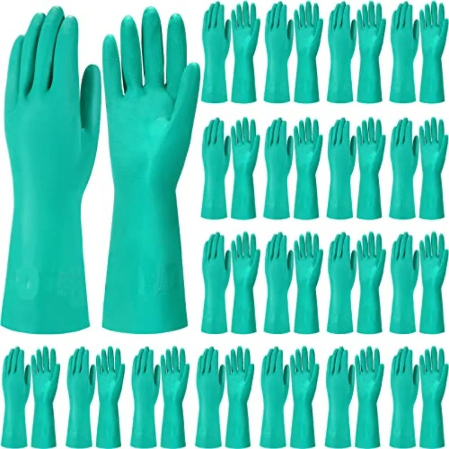 

20 Pairs Chemical Resistant Gloves Heavy Duty Thick Nitrile Gloves Bulk for Cleaning Resist Household Acid Alkali and Oil X-Lar