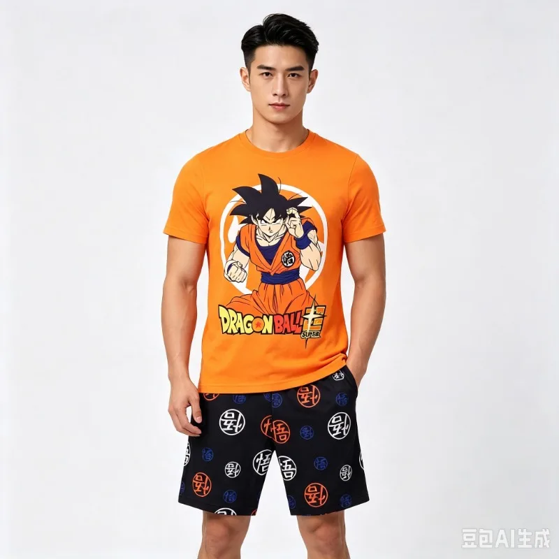 Son Goku Dragon Ball Super Pajama Anime Allover Print Cosplay T-Shirt & Shorts Set Summer Men Women Quick-dry Soft Lightweight