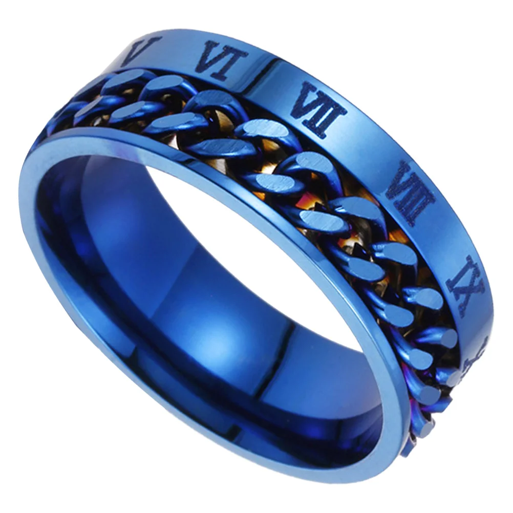 

Roman Numeral Bands Titanium Steel Ring The Number Spinner Creative Men Women Rings