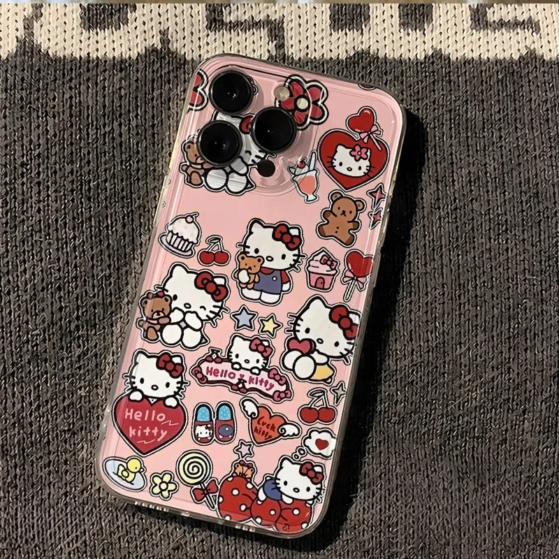 Etui na iPhone 17 Pro Max Kawaii Hello Kitty, etui na iPhone 17 Pro 16 Plus, odporne na wstrząsy, obudowa na Apple 15 14 13 12 Mini