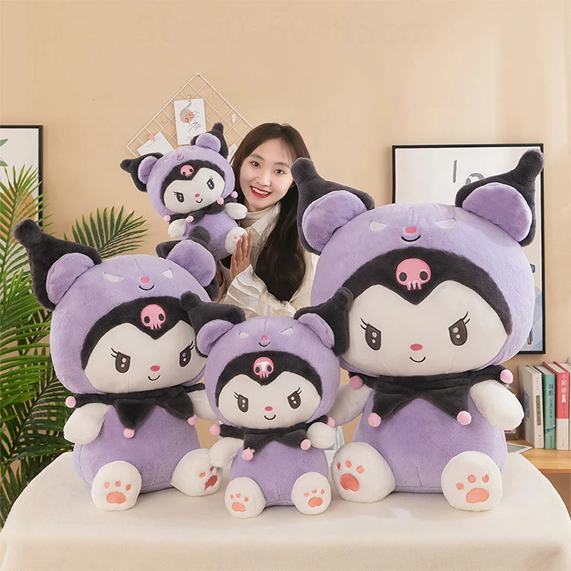 

Sanrio Kawaii Kuromi плюшевая игрушка мягкая кукла милый черный дьявол плюшевая игрушка для детей подарок на день рождения и Рождество мягкая приятная подушка игрушка для девочек