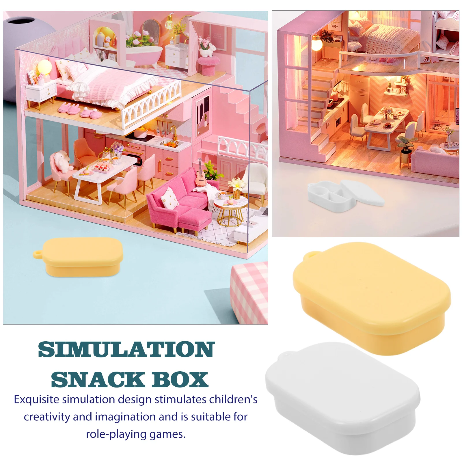 50 stuks miniatuur voedsel lunchbox multi-compartiment snackcontainer kinderen fantasiespel keukenaccessoires poppenhuis gesimuleerde maaltijd