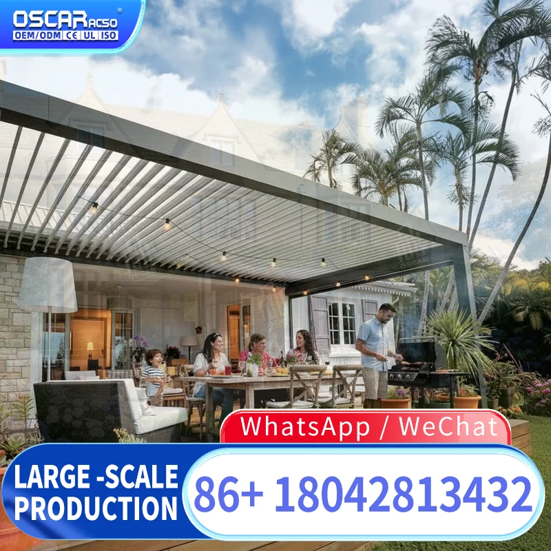 2025 Smart Motorized Louvered Sun Shade Roof 3x4 Aluminum Structure for Garden Balcony Patio in Backyard Terrace  pergola