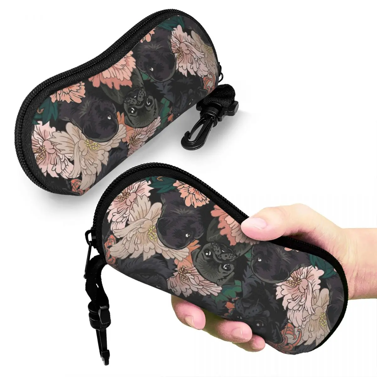 

Because Black Pug Shell Glasses Case Protective Sunglasses Box Women Men Soft Eyeglass Bag Pouch