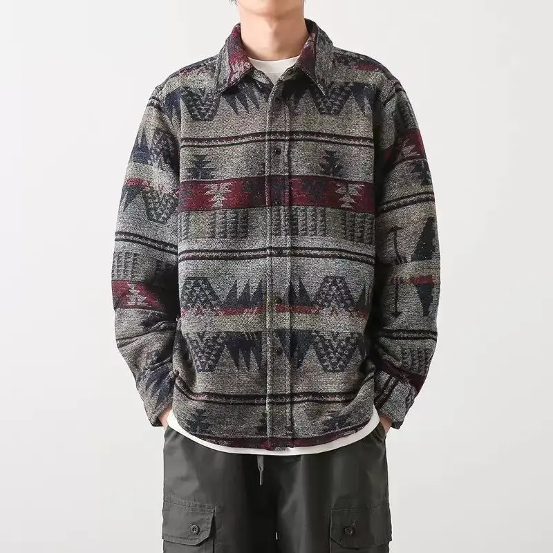 

Loose ex Long Sve Tie Dye Plaid irt Jaet Youth Faion Polyester Spring Autumn Winter Outerwear for Couples