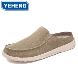 Men Summer New Casual Shoes Fashion Cowboy Half Slippers Breathable Canvas Soft Bottom Lightweight Walking Shoe Vulcanized Shoes