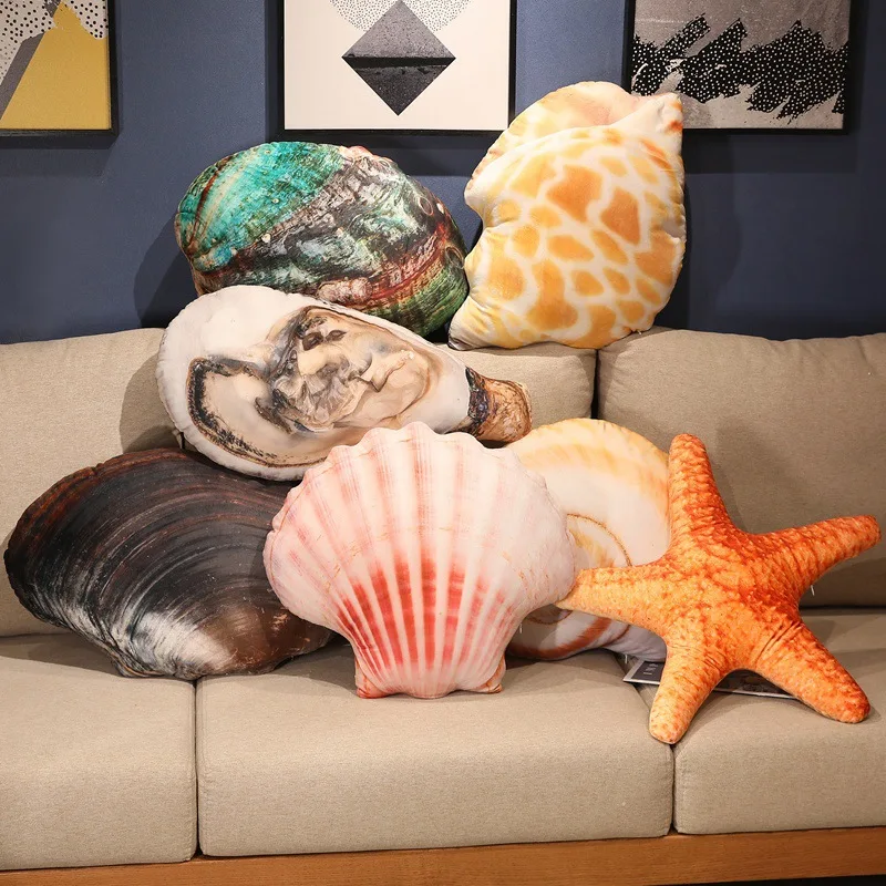 

Creative Simulation Shell Starfish Pillow Plush Toy Conch Mussel Oyster Doll Home Pillow Doll Home Decor Child Holiday Gift