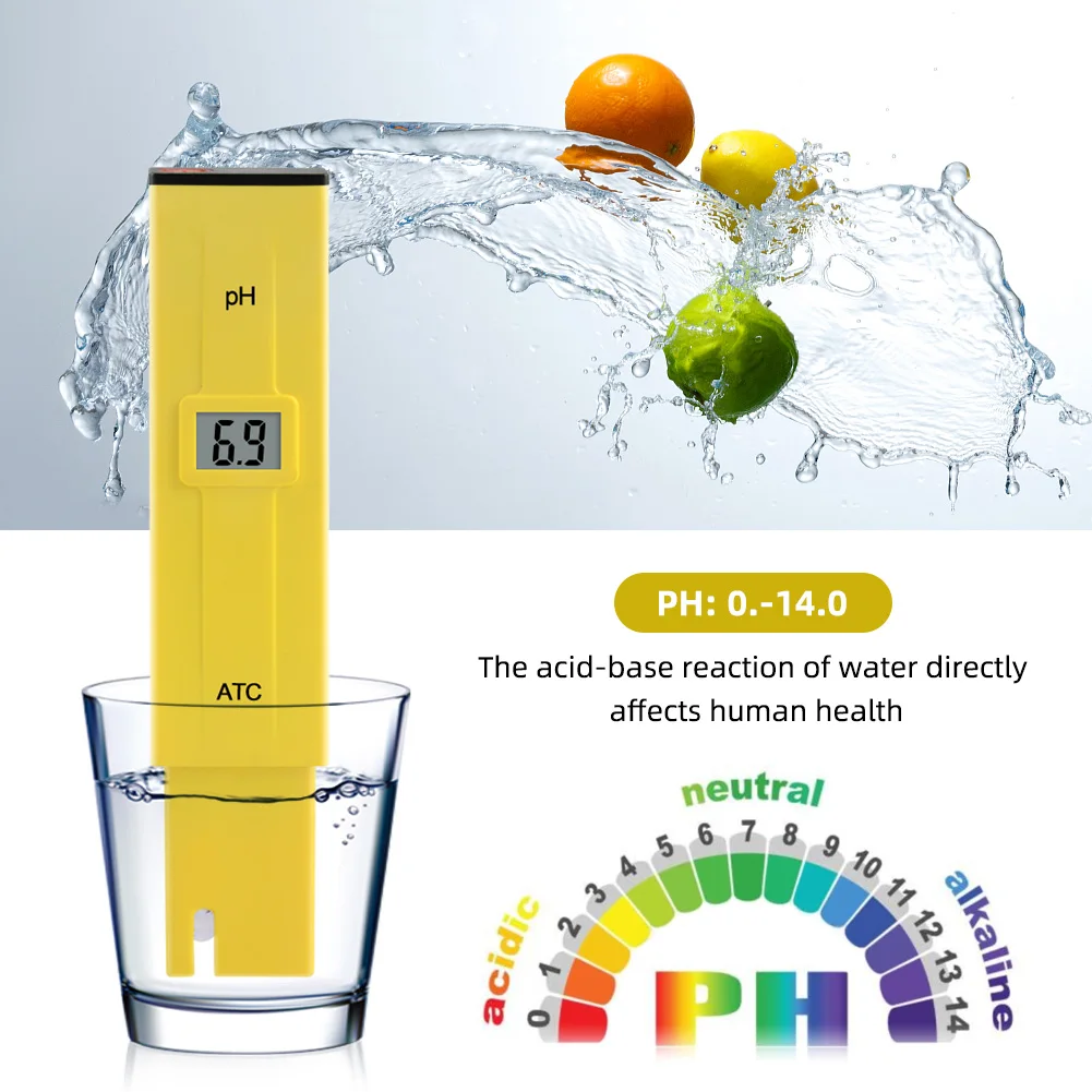 High Precision Metal Probe Ph Meter Digital Aquarium Water Quality Tester 0-14 Ph Test Pen Acidity and Alkalinity Analyzer