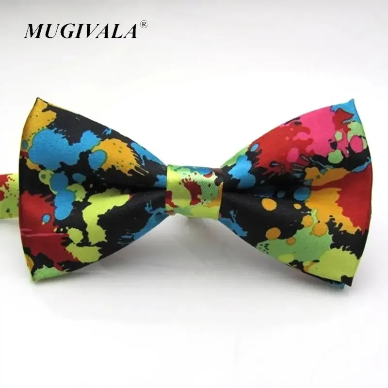 Men Ink Printed Colorful Fashion Bowtie Cravat Printing Adjustable Butterfly Bow ties Gravata Pattern Bowknot