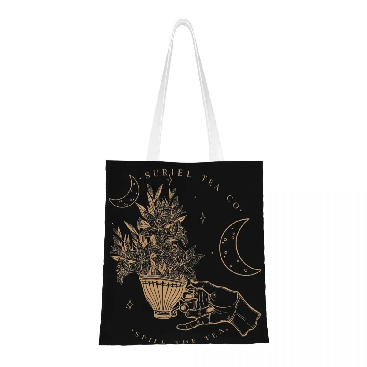 

Suriel Tea Co Tote Bags Women Handbag Foldable Student Shoulder Bag Printed Shopping Bag