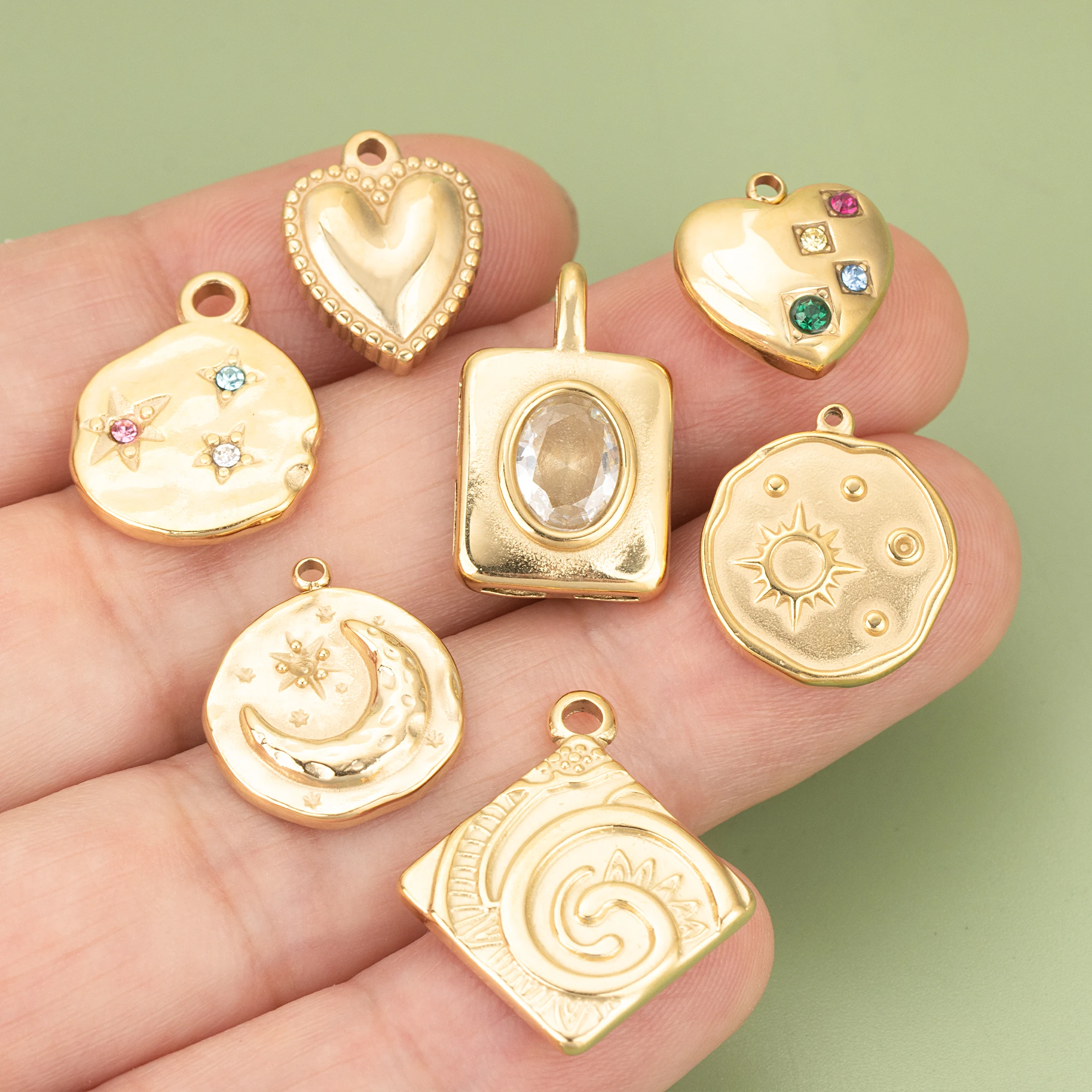 (MF07) 4pcs High Quality 316L Stainless Steel Nickel Free Zircons Hand Made Charms Pendants Diy Jewelry Findings Accessories image 3