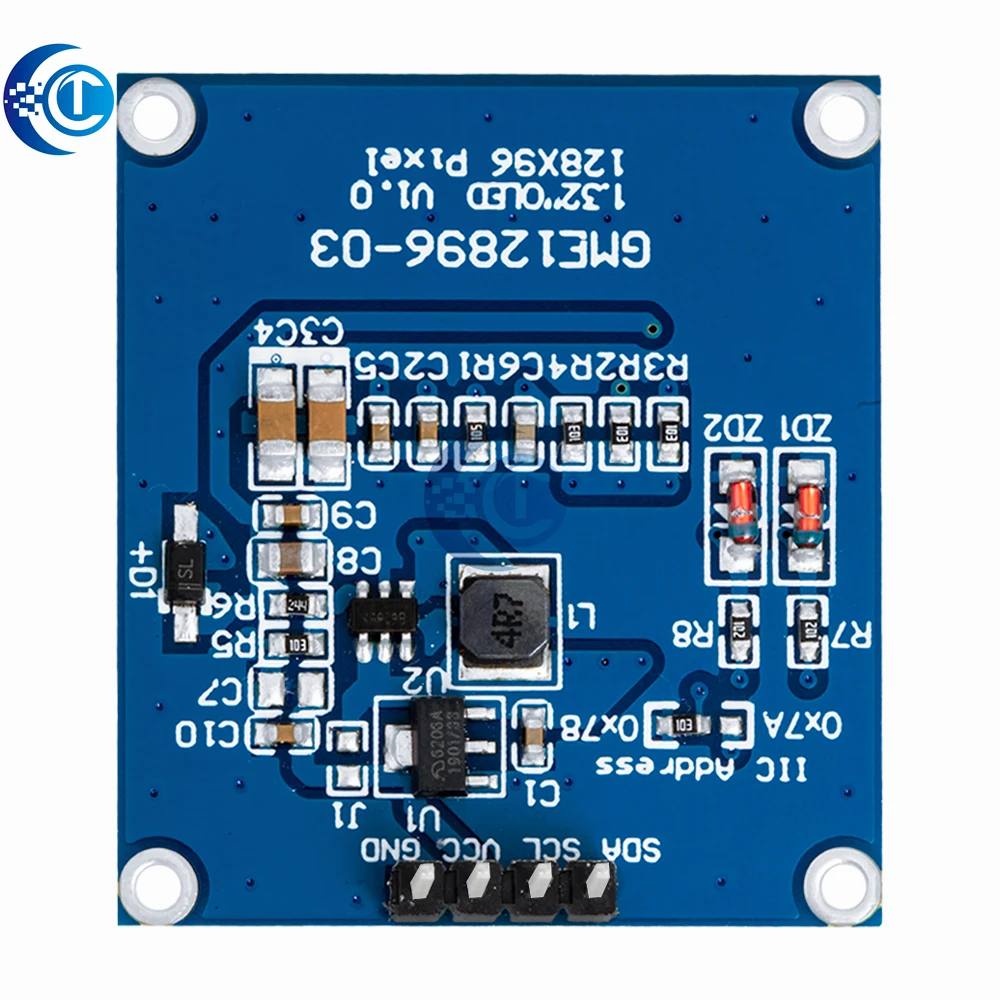 1.32 Inch 128×96 Grayscale White OLED Display Module SSD1327 Driver IIC I2C HD Screen for DIY Electronic Project
