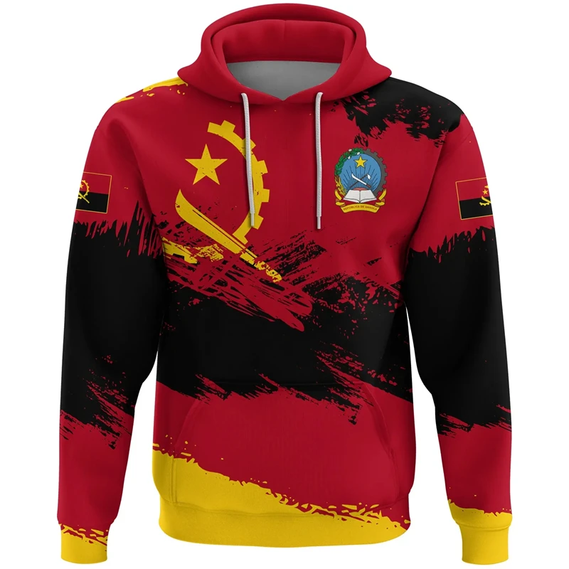 New Fashion Men Women Zip Hoodies Angola Flag Graphic 3D Printing Long Sleeve Pullovers Angolan Map Emblem Oversized Sweatshirts