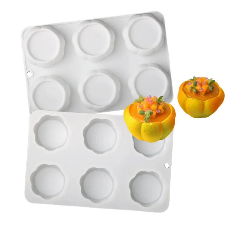 6 Cells Pumpkin pot Pudding Cup Silicone Cake Mold Food Grade Decorating Tools Kitchen Supplies Dessert Tools