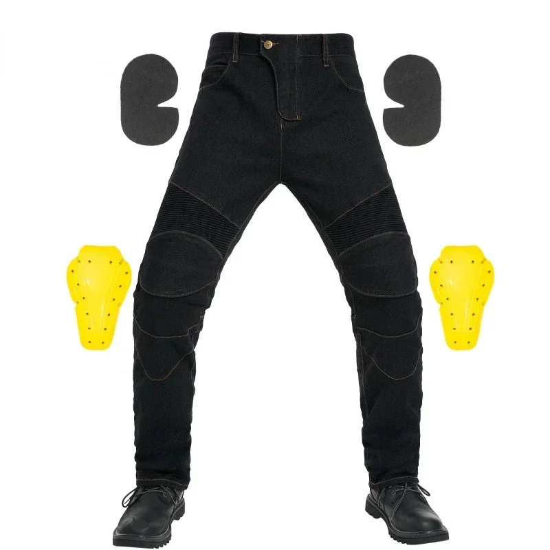 

Durable Motorcycle Street Equipment Straight Leg Jeans Off-road Motorcycle Riding Pants with Knee Pads and Covers