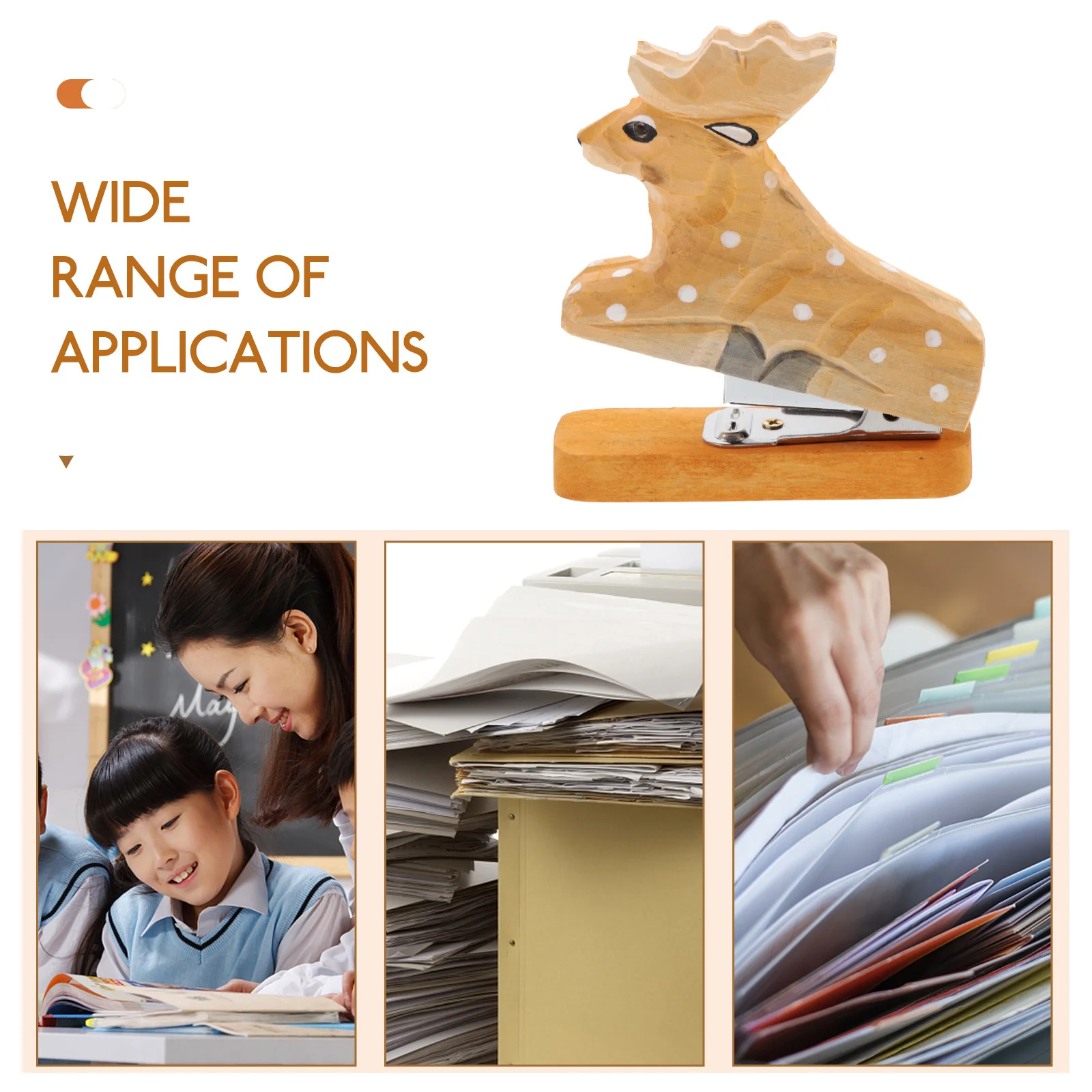 

Wood Animal Stapler Multifunctional Metal Office Desktop Stapler Decorative Animal Sculpture for Home Office