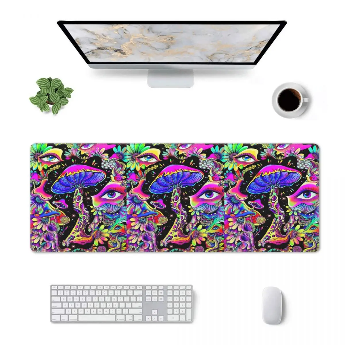 Large Mouse Pad Psychedelic Magic Glowing Mushrooms Gamer PC Laptop Mats Keyboard Carpet Computer Gaming Desk Mat