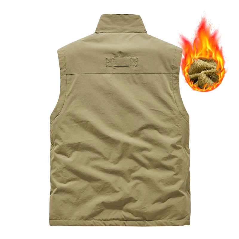 Cross border foreign trade vest large size new thickened and flanne double-sided vest men's middle-aged outdoor fishing
