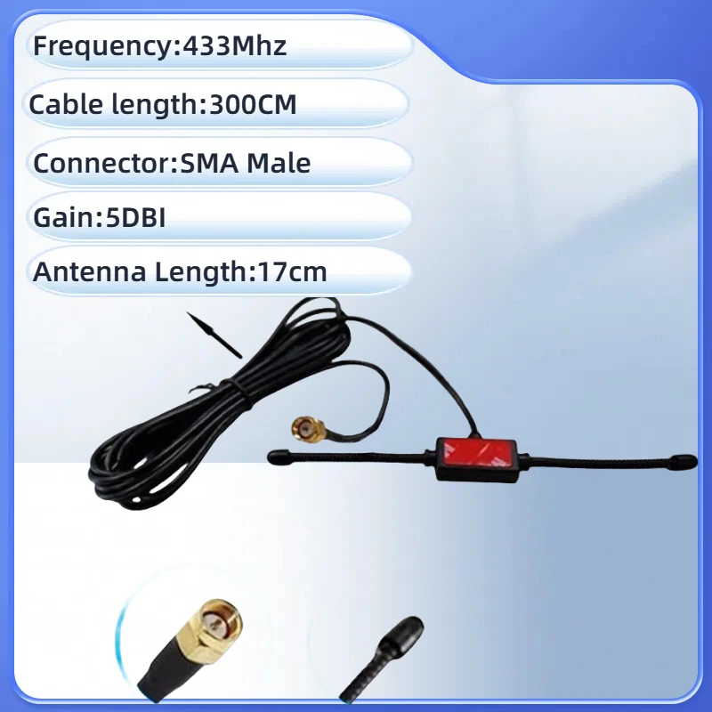 

GWS wholesale 5pcs RF Antenna 5dBi 433mhz 868mhz antenna Car Radio fm Reinforced CMMB Patch car antena SMA Male Plug 3M Cable