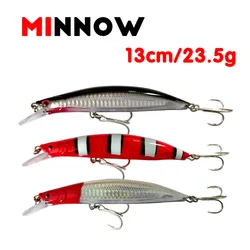 1PCS Minnow Fishing Lure Floatin Bass Trolling Artificial Hard Bait 13cm 23.5g Wobblers 5 Colors 3D Eyes for Fishing Carp Pesca