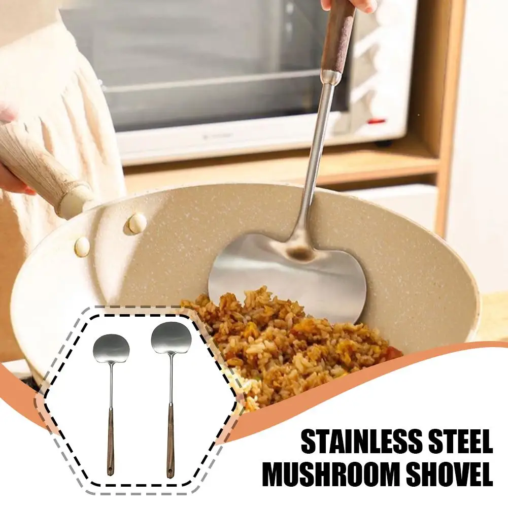 2 pezzi di legno in acciaio inossidabile spatola per funghi cucchiaio dosatore misurino in legno di noce manico lungo coltello da cucina ristorante