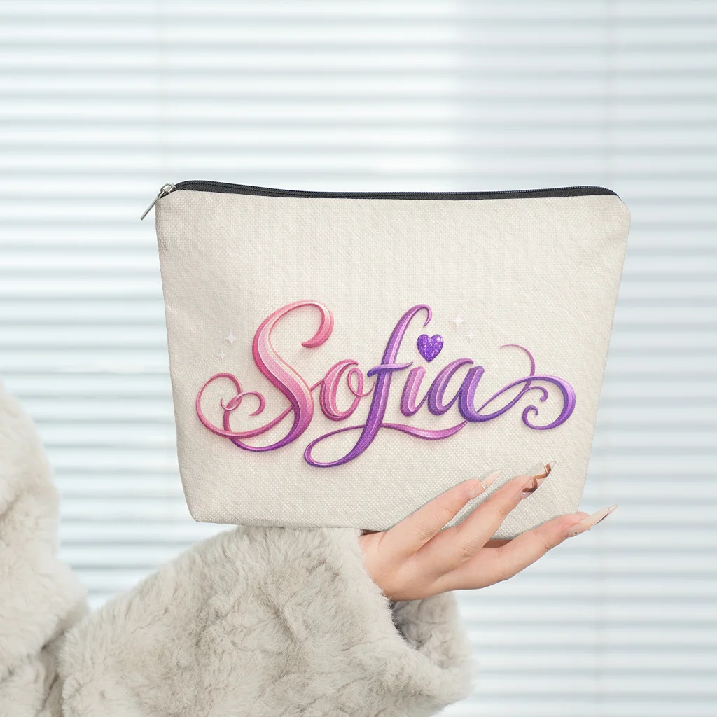 Unique Linen Makeup Bag with a Zipper Spacious Storage Pouch Perfect for Travel and an Ideal Holiday Gift Fashion Women Bags