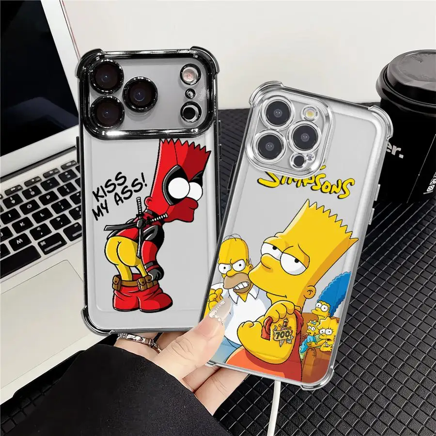 Funda roja Bart Simpson para Apple iPhone 17 Pro Max 11 14 15 12 Plus 16 XS XR Air 13