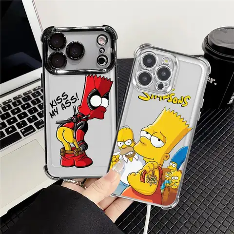 Funda roja Bart Simpson para Apple iPhone 17 Pro Max 11 14 15 12 Plus 16 XS XR Air 13