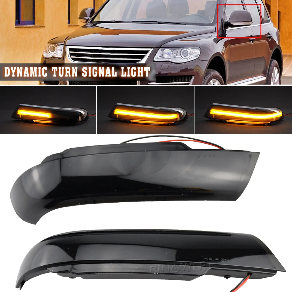 Dynamic LED Steering Signal Light For VW Volkswagen Touareg I MK1 7L 2002 -2006 Rear View Mirror Indicating Flash Blinker Lamp