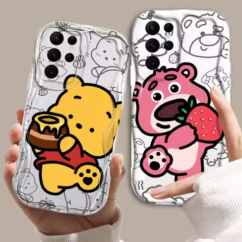 Creamy Texture Case for Samsung Galaxy S23 S24 Ultra S20 FE S21 Plus Back Phone Cover Silicone Funda Cute Bear Disney Winne