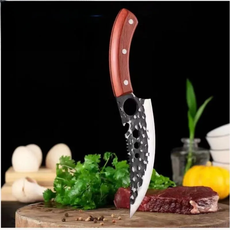 Kitchen Boning Knife Shaving and Meat Cutting Scimitar Stainless Steel Lightweight Butcher Knife Sharp Chef Knife