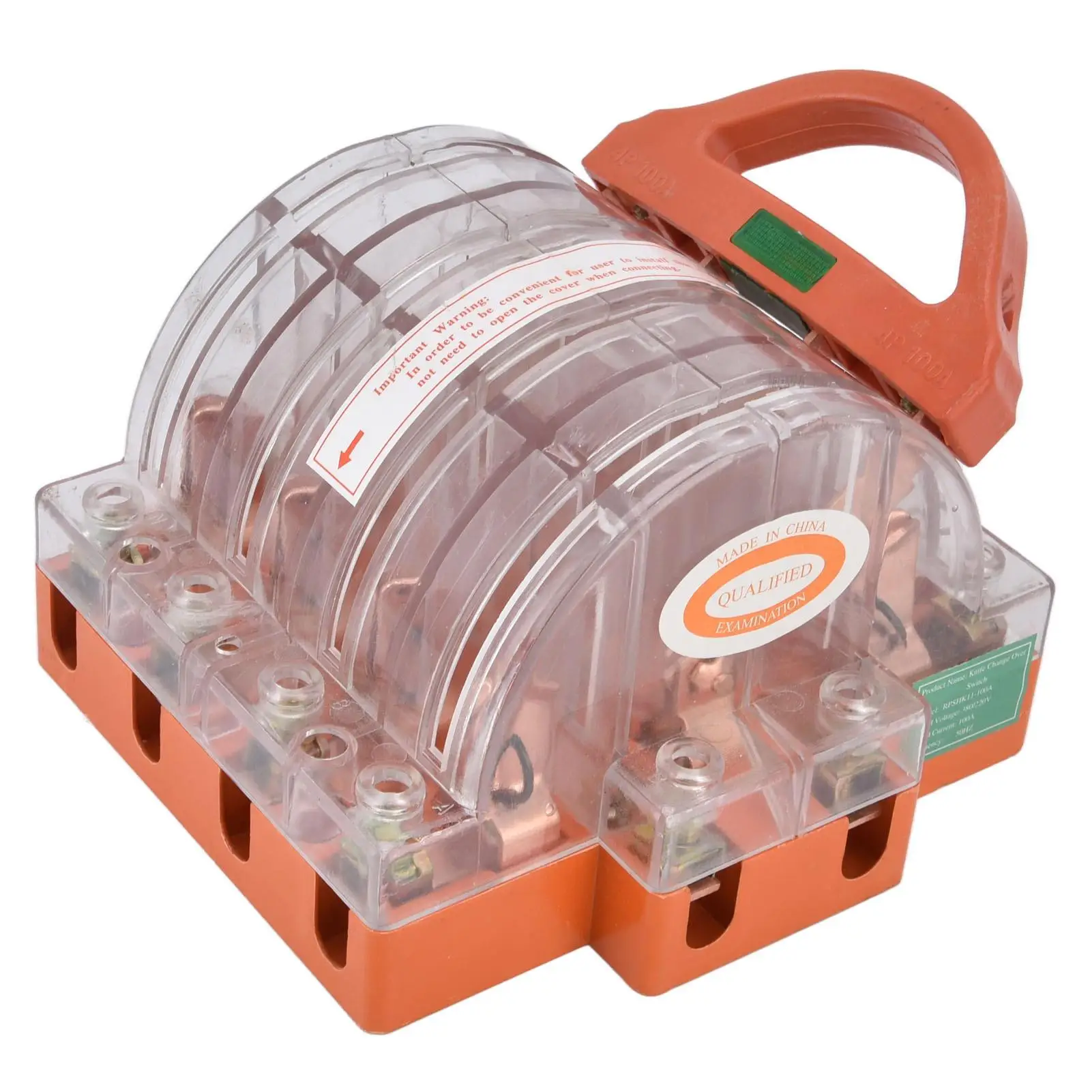 

Knife Safety Switch AC380V 100A 4 Pole Double Throw Transparent Shell with Indicators for Electrical Disconnecting