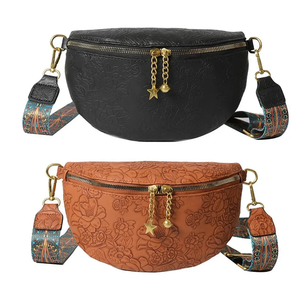 

Простая кожаная сумка через плечо с цветочным узором, женская нагрудная сумка для отдыха, поясная сумка, спортивная