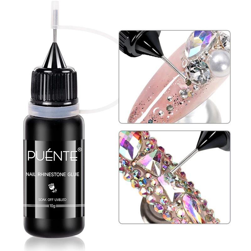 PUENTE Nail Rhinestone Glue Super Sticky Gems Edge-Sealing Nail Gel For 3D Shaping Nail Art Decoration Soak Off UV Gel Varnish