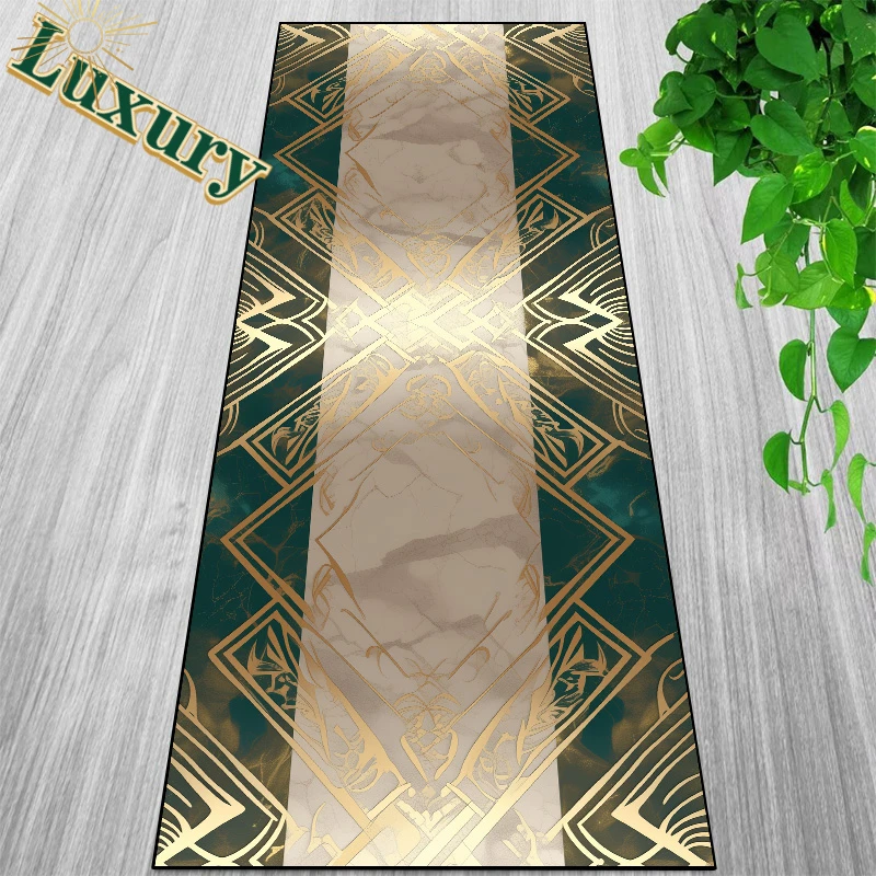 European Style Luxury Gold Corridor Carpet Fashion Decoration Home Passageway Carpets Antislip Long Carpet Runner Customizable