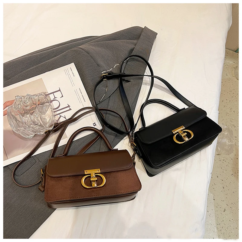 Luxury Women Brand PU Leather Crossbody Bag Retro Chain Metal Letter Lock Flap Messenger Bag High quality Shoulder Bag