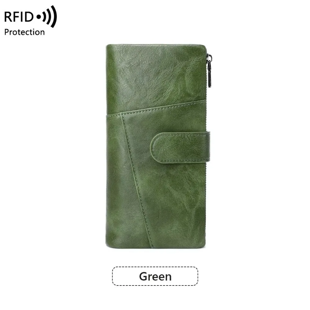 Fashion RFID Anti-Theft Women's Wallet Double Zipper Large Capacity Clutch Bag Credit Card Slots Tri-fold Wallet Travel