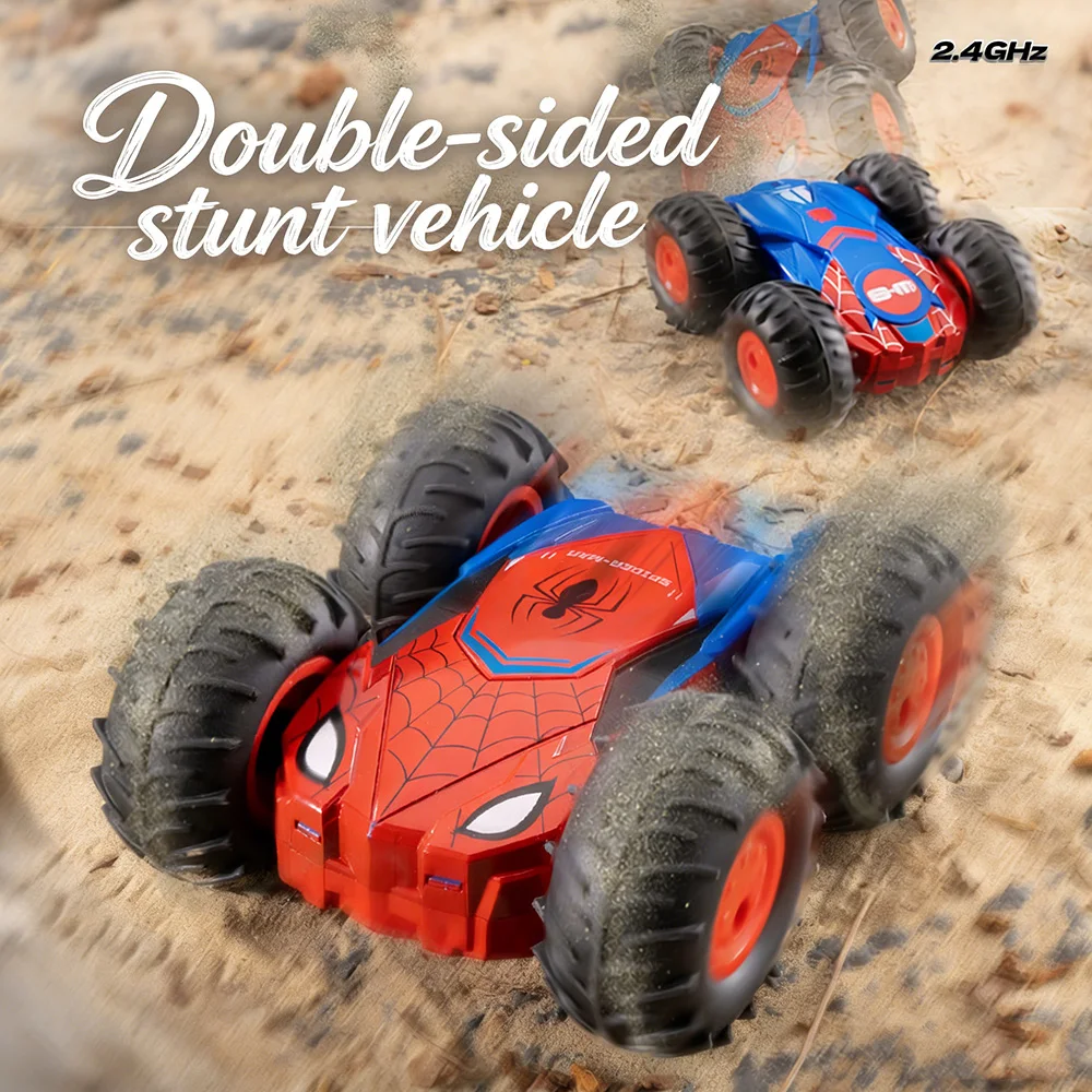 

Оригинальные электрические двухсторонние игрушечные машинки Marvel с дистанционным управлением, игрушечная машинка для трюков в стиле Мстителей, Человека-паука, рождественские подарки для мальчиков