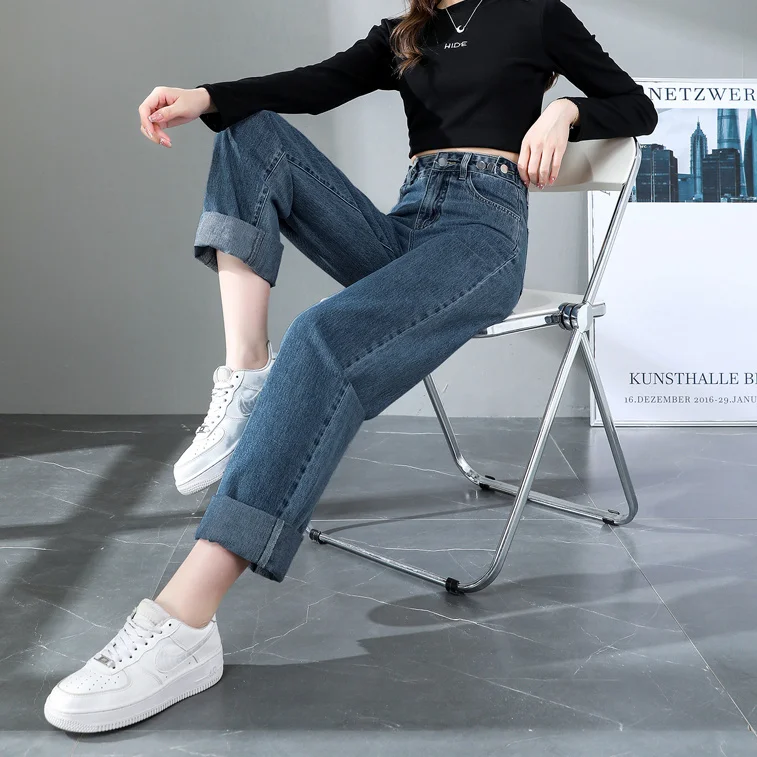 

2023 Summer Women Fashion Jeans Winter Snow Warm Plush Stretch Jeans Lady Skinny Denim Pants Girls Retro Solid Trousers S234