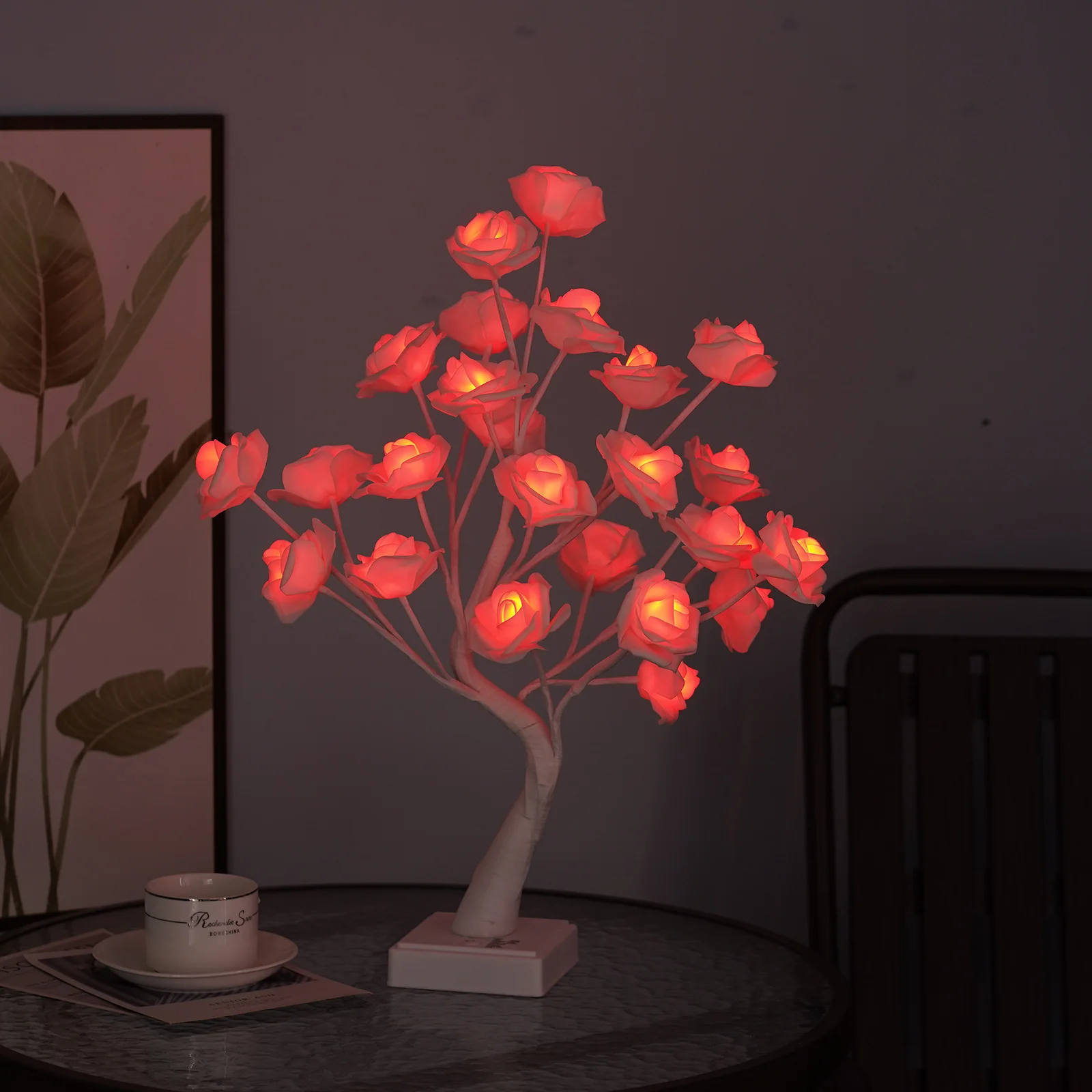 Dream Color Rose Tree Night Light Remote Timer Mood Light Home Bedroom Bedside Party Wedding Fairy Décor Gift For Her Table Lamp