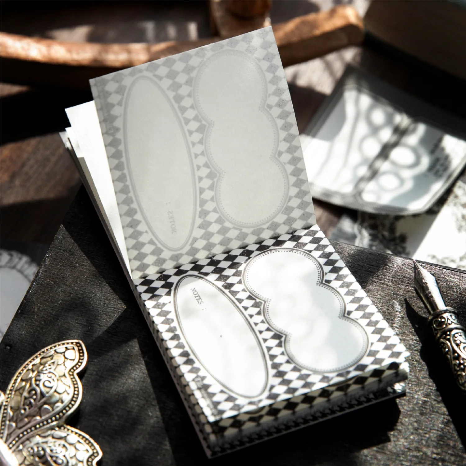 

50pcs/lot Memo Pads Material Paper Three liang tea and dinner matters Junk Journal Scrapbooking Retro Background Decoration