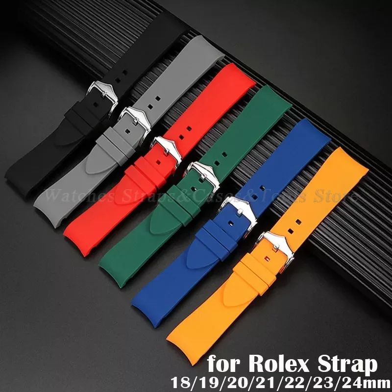 

Soft Rubber Watch Strap 18mm 19mm 20mm 21mm 22mm 23mm 24mm for Rolex for Water Ghost Band Curved End Silicone Bracelet for Seiko