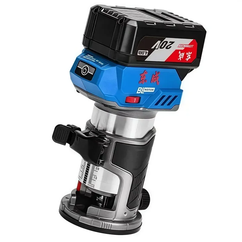 Dongcheng 20V Battery-Powered Cordless Brushless Edge Trimmer DCMP6BM 800W 6-Speed Variable 0-40mm DIY Grade Milling Capacity