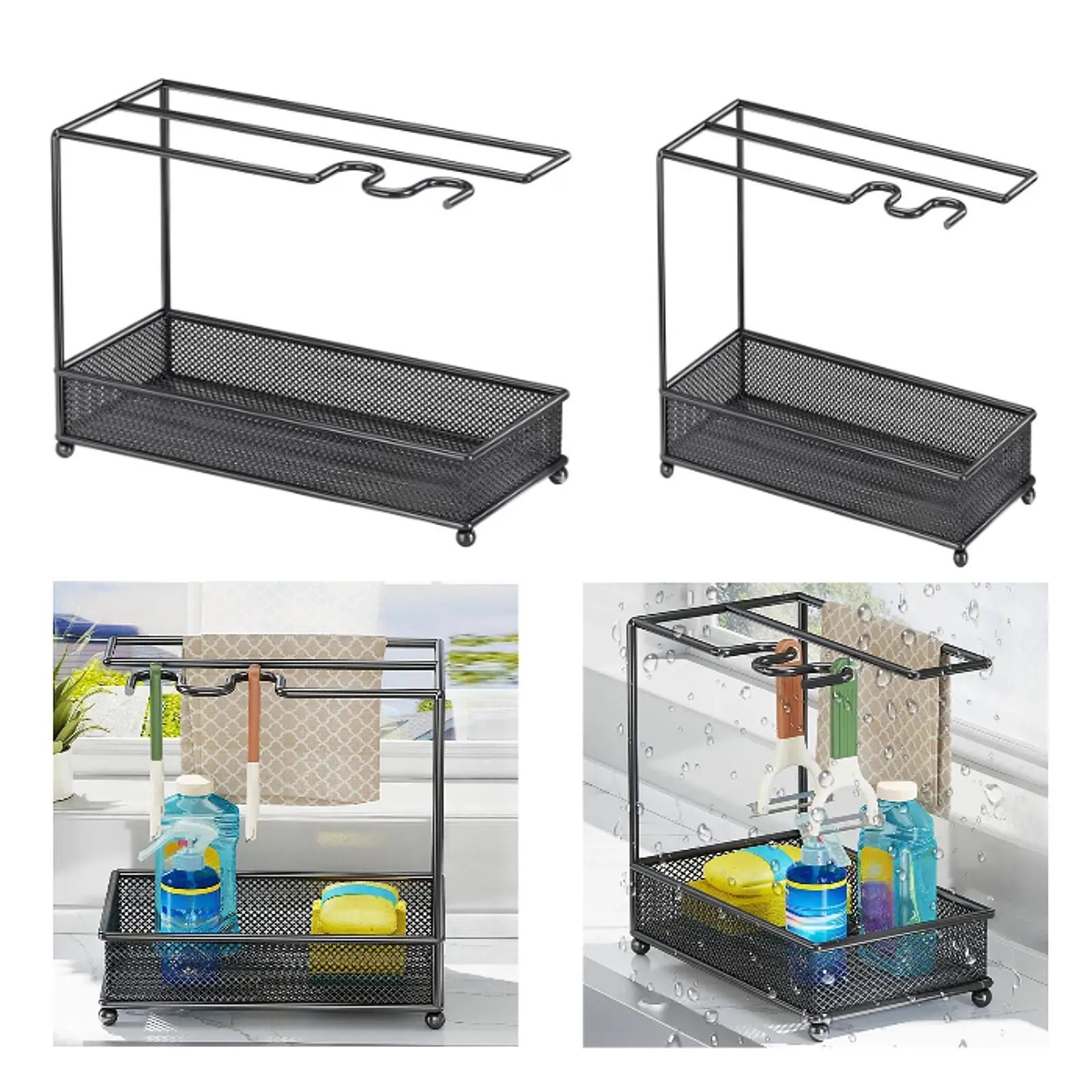 

Kitchen Sink Organizer Sponge Holder Drainage Shelf Multifunctional Storage Gadgets Dishcloth Holder for Laundry Room Countertop