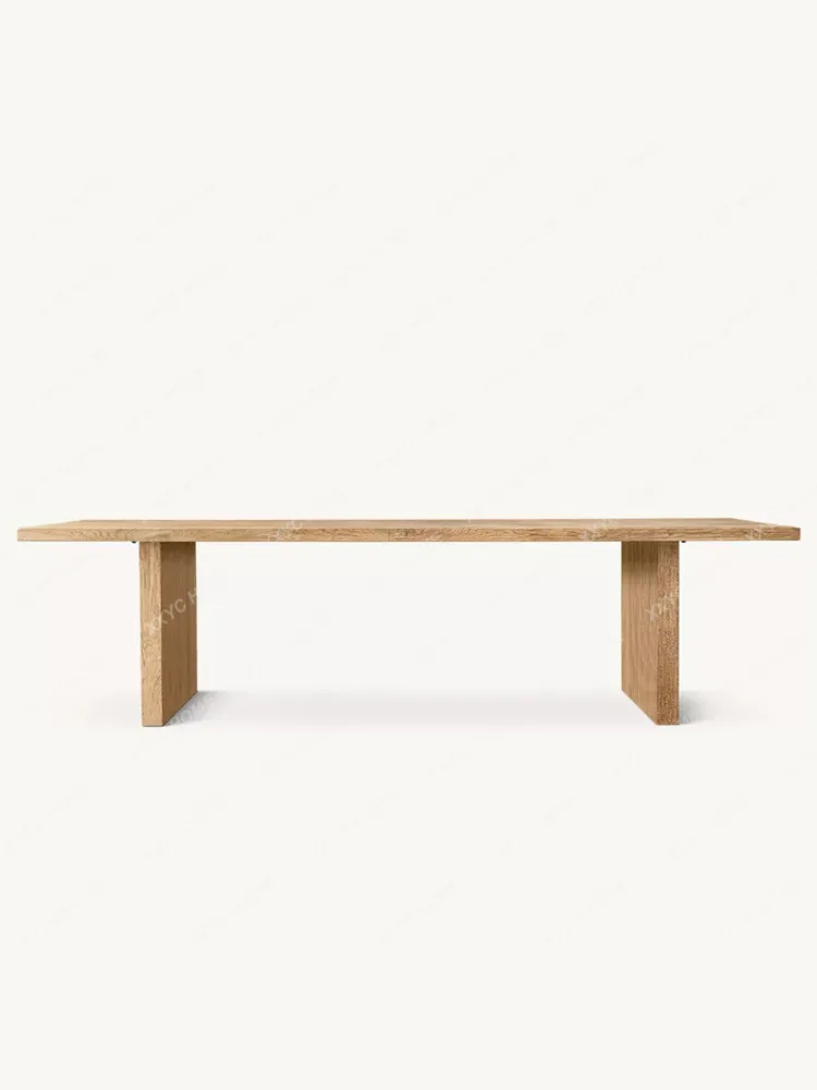 Rural retro rectangular solid wood dining table villa high-end table