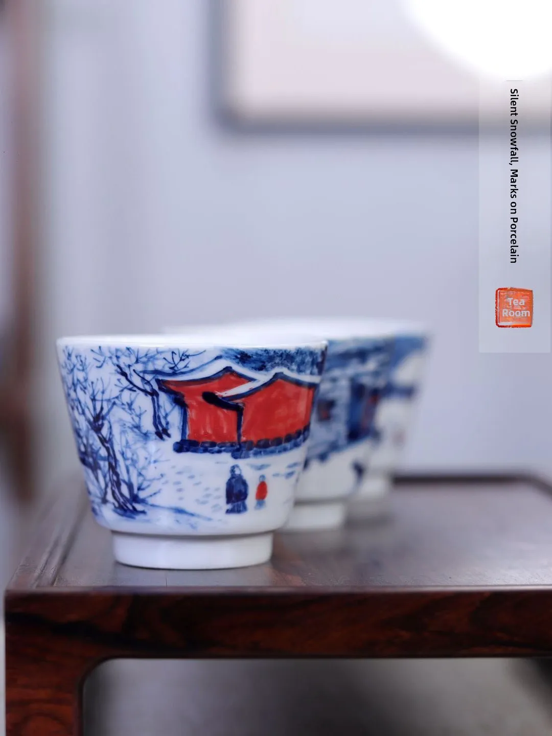 Hand-Painted Ceramic Tea Set Owner Cup Scenic Snowscape Blue And White Porcelain Fragrance Gathering Cup Chinese Style