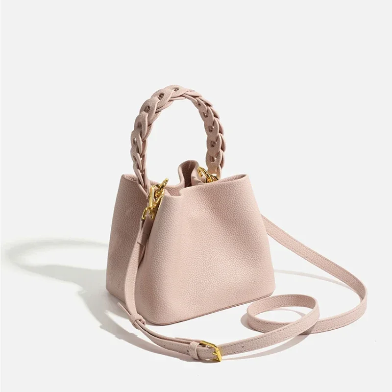 Jonlily Women Genuine Leather Shoulder Bag Female Handbag Totes Small Bucket Bag Casual Crossbody Bag Daybag Purse -KG1640