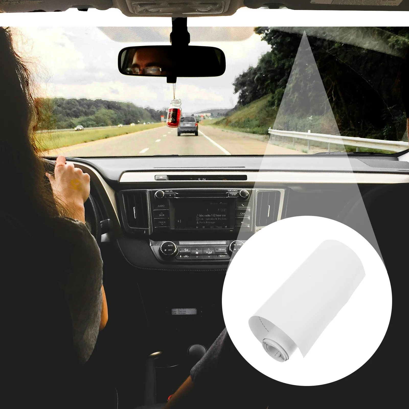 

60 Inch Matte Car Windshield Banner Decal Universal Front Rear Window Sun Visor Strip Sticker Sun Blocker Glare Heat Protection