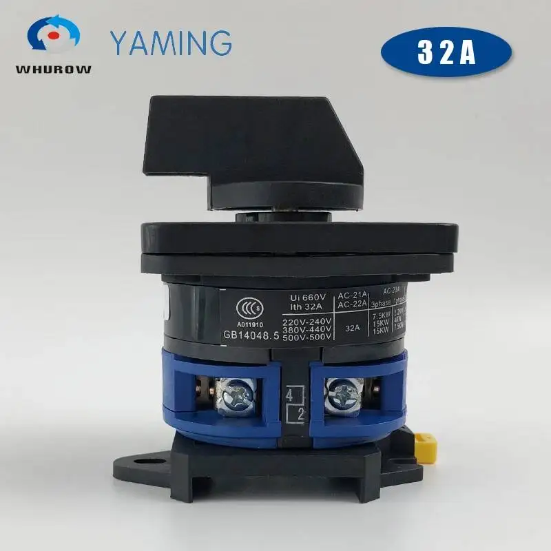 

LW28 YMW26 LW26-32/1DIN Rail Mounted Changeover Rotary Cam Switch 690V 32A 1 Pole Selector Silver Contact Control Motor
